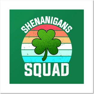 Shenanigans Squad Shamrocks Funny St Patricks Day Posters and Art